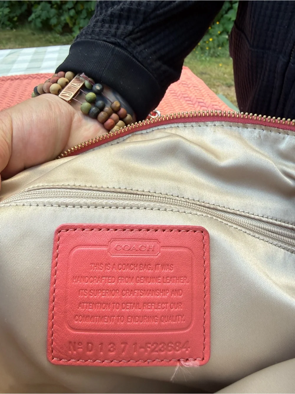Coach Madison phoebe coral apricot peach leather satchel shoulder bag F23684